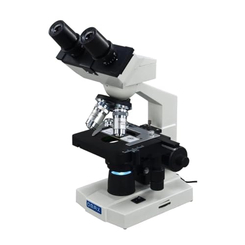 OMAX 40X-2000X LED Binocular Compound Lab Microscope w/ Double Layer Mechanical Stage + Blank Slides, Cover Slips, & Lens Cleaning Paper, M82ES-SC100-LP100