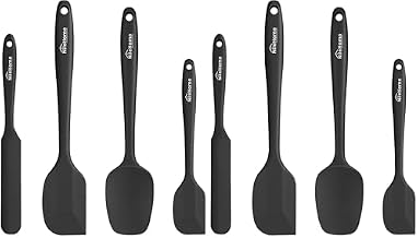 NileHome Silicone Spatula Set, High Heat-Resistant Premium BPA-Free One Piece Seamless Design, Non-Stick Rubber with 18/8 Stainless Steel Core, Cooking/Baking Utensil Set of 4, Black (Pack of 2)