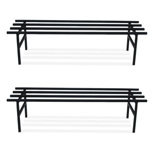 Image of BonKaso Heavy Duty Rectangle Plant Stand: 76x24x18 cm, Black - Set of 2, Modern Design for Indoor & Outdoor Use, Sturdy, Anti-Rust Planter Stand for Garden, Balcony, Patio