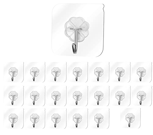 Image of NVF Hooks for Wall,Pack Adhesive Hooks for Wall Heavy Duty, self Adhesive Hook, Wall hangings, Kitchen Accessories Items, Clothes Hanging, Sticky Photo Frame Hangers, Strong Hanger (20)
