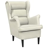 vidaXL Fauteuil de Salon TV Meuble de Salle de Séjour Fauteuil à Dossier Haut de Chambre à Coucher Meuble de Bureau Maison Intérieur Blanc Crème Velours