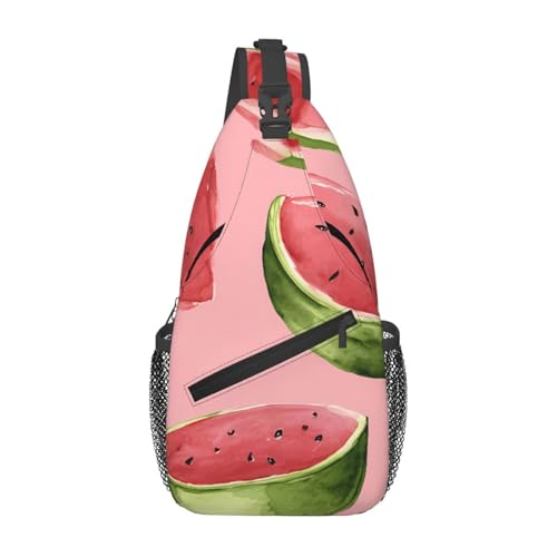 Red Watermelon Multi Functional Adjustable Single Shoulder Crossbody Bag,Casual Chest Bag, Suitable For Daily Travel,Unisex