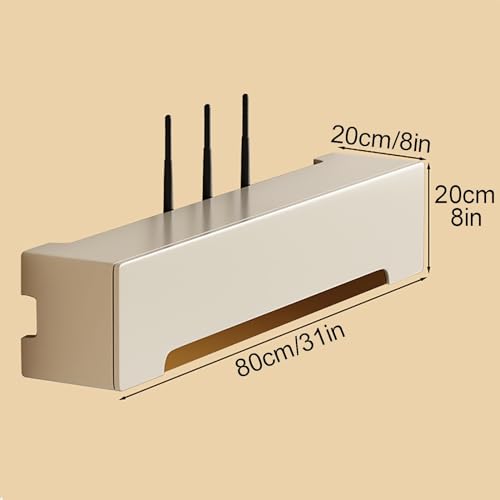Étagère murale pour routeur Wi-Fi noire de 80 cm avec rangement multiprise - 2