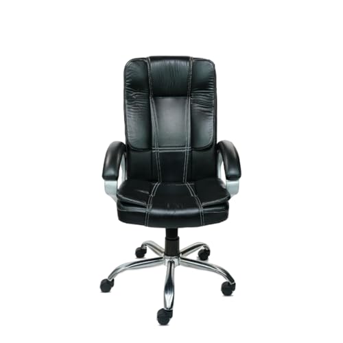 Image of activa Space High-Back Executive Office Chair| 3-Year Warranty| Adjustable Ergonomic Design, PU Leather (Black)