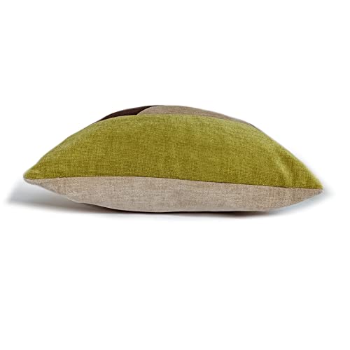 Image of Encasa XO Chenille Cushion Covers (Pack of 2) with Patchwork 45x45 cm - Mix & Match Pillow Covers in Bright Colours for Living Room, Sofa, Bedroom - Mustard