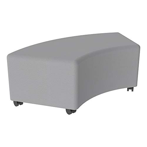 Image of Sprogs 12 inch H Structured S-Curve Stool -Flexible Modular Collaborative Soft Seating for Office, Home, Lounge and School Classrooms with Durable Frame & Set of 2 inch Casters Add-on -Yellow