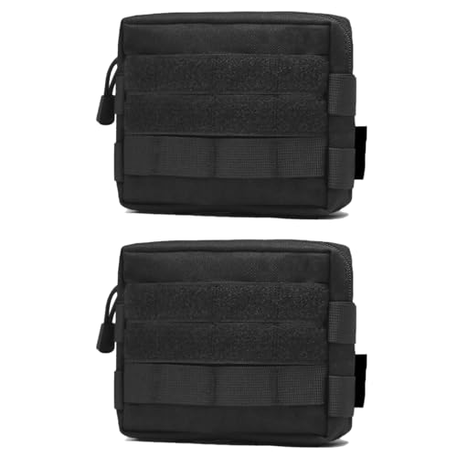 TRIWONDER Bolsa Táctica Molle Bolsa de Administración EDC Bolsa de Herramientas Militar para Colgar Cinturón Transportar (Negro - A - 2 pcs)