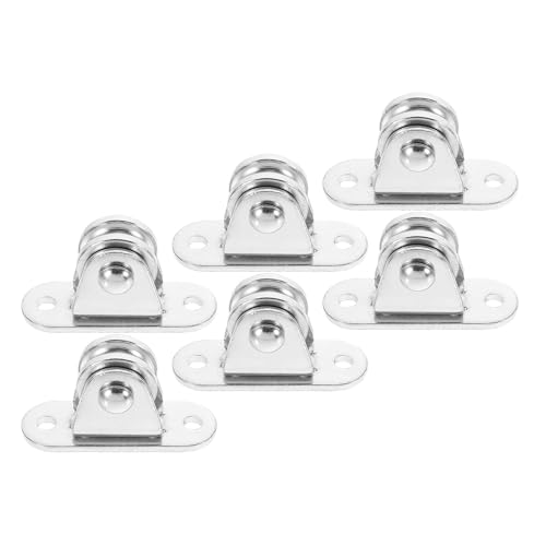 Ruedas de polea de acero inoxidable con rodamientos, 6 bloques de riel de montaje en pared para cable, tendedero, elevación de cuerda, jardinería y uso al aire libre