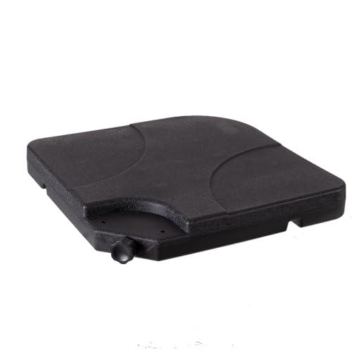 LOLAhome Sujección rellenable | 16 litros, 25 Kg | Negra de plástico HDPE para Estructura de Base de Parasol | Cada una de 50x50x7,5cm | para parasoles con pie de Estructura de 4 Piezas