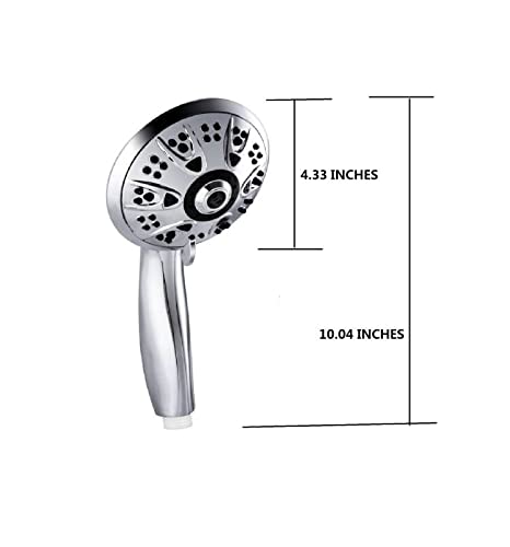 Klabb Shower Set K-9 High Pressure 4.3 Inches Chrome Face Handheld Shower With Hose With 5 Function.impluse+Trickle+Massage+Spray+Rainfall #TOP5