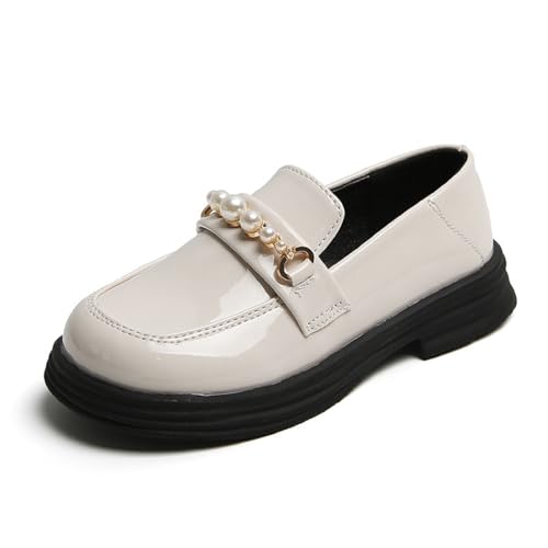 Mocassins pour fille en vernis noir à perles tailles 22 à 36