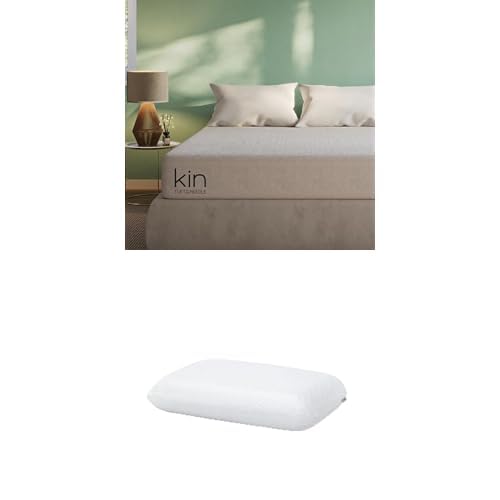 Image of Tuft & Needle Kin Medium Plush 10 inch California King Hybrid Mattress in a Box Bundle Premium Adaptive Foam King Size 2-Pack Pillow - Supportive and Cooling