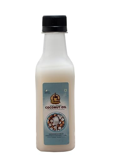 Image of SARV MATRIKAA 100% Pure Wood-Pressed Coconut Oil -250ml | Cold Pressed & Natural - No Preservatives - For Hair, Skin & Cooking - Virgin Grade