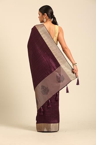 Image of MOHEY Women's Art Silk Rhinestone Embellished Saree