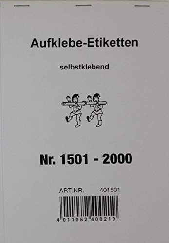 Preisvergleich Produktbild Gewinnaufklebenummern 1501-2000