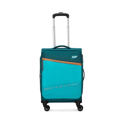 Image of Skybags Genesis Cabin Soft Luggage (55 Cm) | Soft Luggage Trolley with 8 Wheels and 3 Digit Combination Lock| Teal | Unisex