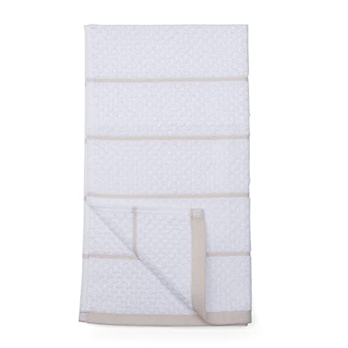 Amazon Basics 100% Cotton Terry Kitchen Dish Towels, Popcorn Texture - 4-Pack, Beige Stripe #TOP2