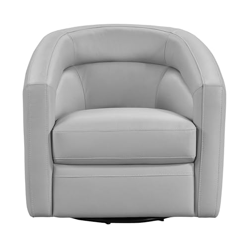 Sillón Giratorio Tela y Cuero Gris miniatura 4