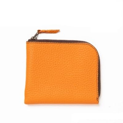 HEDGE L字ファスナーのコインケース(オレンジ) たつの市産シュリンク型押し牛革