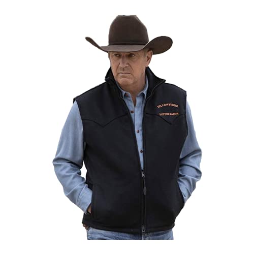 Men's TV Series John Dutton Yellowstone Cowboy Rip Wheeler Kevin Costner Original Black Cotton Vest Jacket (l)