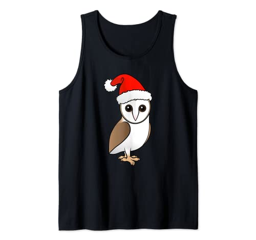 Funny Cute Cartoon Owl Christmas | Barn Owl Plays Santa Gift Tank Top