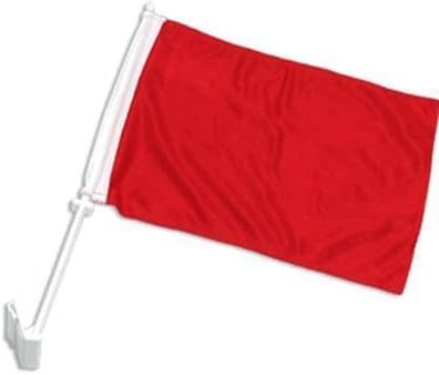 AZ FLAG Plain Red Car Flag 18'' x 12'' - Solid - Color Car flags 30 x 45cm - Banner 18x12 INCHES PLASTIC STICK