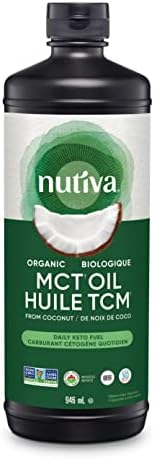Nutiva Organic MCT Oil, Unflavored, 946 mL | Organic, Non-GMO, Non-BPA | Vegan, Gluten-Free, Keto & Paleo | 14g MCT per Serving & Neutral Flavor for Energy Boost to Coffee, Shakes and Salads