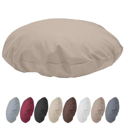 Nurtextil24 Kissenbezug Rund 80cm Ø Durchmesser Graubraun Reißverschluss Bodenkissen Sitzkissen Rundkissen Stuhlkissen 100% Baumwolle Bettkissen Sofakissen Kopfkissen Hülle Überzug