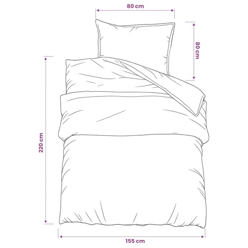 Parure de lit infroissable et facile d'entretien rose 155x220cm en pur coton