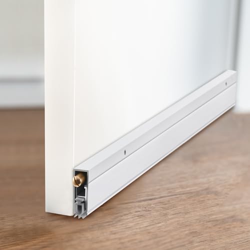 Yaocom 36 Automatic Door Sweep Mechanical Aluminum Drop Down Auto Exterior Door Bottom Seal Surface Mounted 11/20 W x 36 L x 1-3/8 H with Neoprene Insert White