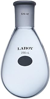 Laboy Glass 250mL Pear-Shaped Evaporation Flask, 24/40 Standard Taper Joint, Heavy Wall Borosilicate 3.3 for Rotary Evaporators & Solvent Recovery