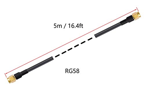 Vecys SMA Antenna Extension Cable SMA Male to Male Pigtail Cable WLAN Antenna Cable RG58 16.4ft/5M for WiFi Wireless Network 2G 3G 4G Antenna Router GSM Bluetooth WLAN LAN - Image 3