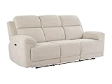 Vente-unique -Sofá Relax elÈctrico de 3 plazas con Estante - Tela moteada - Beige - KELUNO