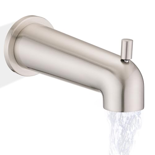 YASINU 7 Inch Slip on Bathtub Spout with Diverter, Compatible with Moen 3839/3853,Extra Long Diverter Tub Spout Fits 1/2' Copper Tube(5/8' Diameter),Brushed Nickel