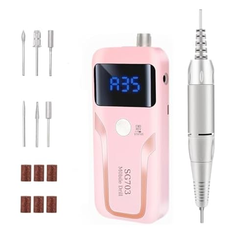 Electric Nail Drill, DELIFO Portable Nail Drill Professional 35000 RPM Nail File Machine Rechargeable Pedicure Acrylic Nails Polishing Tools with Bits LED Display for Home Salon Manicure Cover