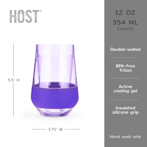 Image of Host Freeze XL Wine Cooling Cups for Gifts for Mom, Birthday Gifts for Women, Double Wall Insulated Plastic Wine Glasses for Red and White Wines, Freezable Plastic Tumblers, 12 oz, Set of 4, Assorted
