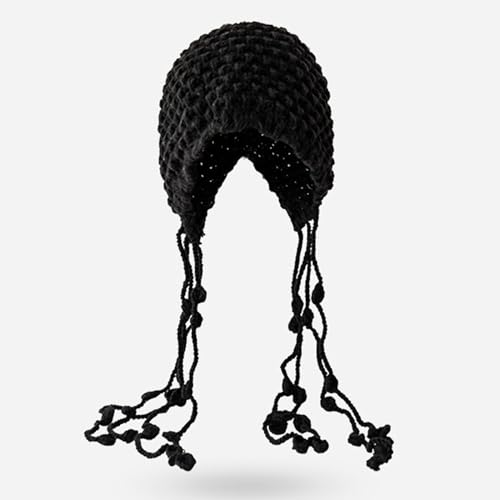 Gorro tejido de invierno para mujer con orejeras y borlas miniatura 7
