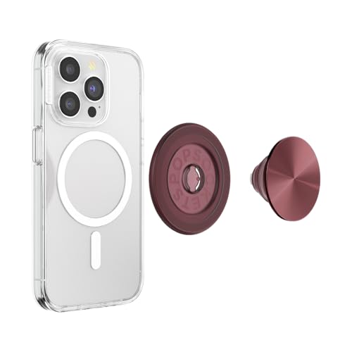 PopSockets Phone Grip for MagSafe with Kickstand, Magnetic Stand, Swappable Top, Secure Hold for iPhone MagSafe Cases, Phone & Tablet Grip - Alum Radial Oxblood