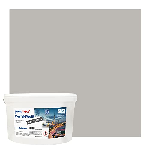 Preismaxx Perfektweiß urban colors, bunte Wandfarbe, grau, taupegrau, taupe grey 2,5L, Innenfarbe, hohe Deckkraft Klasse 2, matt