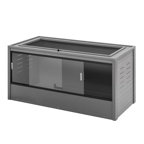 Image of New Age Pet ECOFLEX 48 inch Wide Large Reptile Habitat, Mojave Lounge for Snakes, Tortoises & Lizards in Maple, Black & Grey, Easy Assembly, Sliding Glass Doors & Mesh Top
