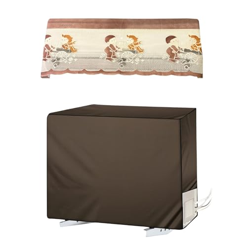 Image of Printed AC Cover for Split AC 1.5 Ton Set - Digital Print AC Cover Indoor Outdoor Waterproof - Split AC Cover Cotton Net Designer (Brown)