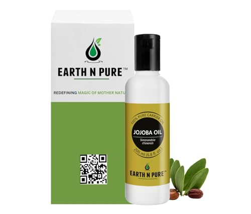 Image of Earth N Pure Jojoba Oil | 100% Pure & Natural | Cold-Pressed Carrier Oil | Face, Hair, Beard & DIY Skincare | Vegan & Cruelty-Free | 200ml