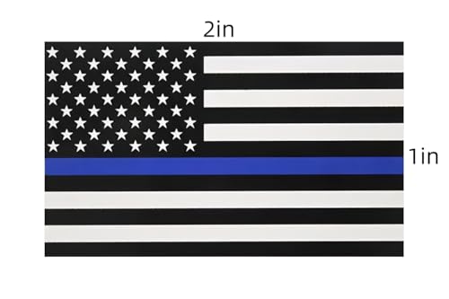 Image of 18 pcs 2 x 1 inch USA Flag Decal Sticker with Thin Blue Line for Work Cap, Motorcycle Helmet, 2 x 1 inch American USA Flag Decal Sticker Honoring Police Law Enforcement