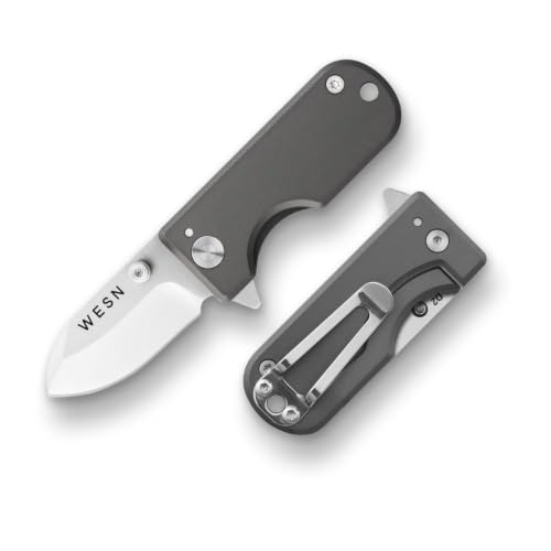 Image of WESN Microblade Premium Folding Pocket Knife - 1.5 inch D2 Steel Blade, Compact EDC Knife with G10 Handle, Manual Thumb Stud, Deep Carry Clip - Lightweight Everyday Carry (Titanium) (Titanium)