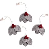 Én Gry & Sif Beerenblätter-Anhänger im Scandi-Stil I handgemachte Weihnachtsdeko skandinavisch, Winterdeko aus Filz, fair-Trade Weihnachtsbaumschmuck, Weihnachtsanhänger 4er Set