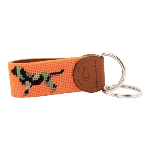 Image of Leather Hand-Stitched Needlepoint Key Fob or Key Chain