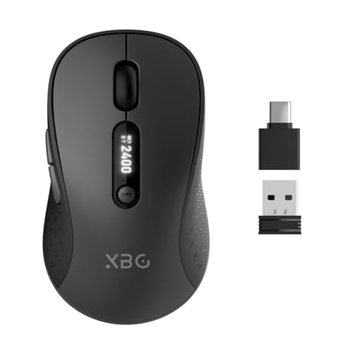 XBG B15pro Wireless Bluetooth Mouse, Bluetooth 5.0/4.0 & 2.4G Tri-Mode, Type-C Rechargeable with LED...