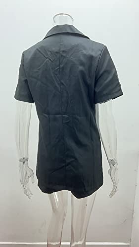 Conjunto de 2 peças de roupa feminina casual de verão de manga curta com botões e shorts, Preto, XXG