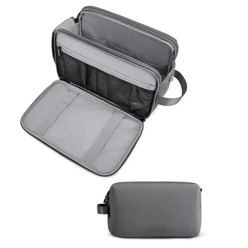 Trousse de toilette voyage imperméable grand format grise pour maquillage femme