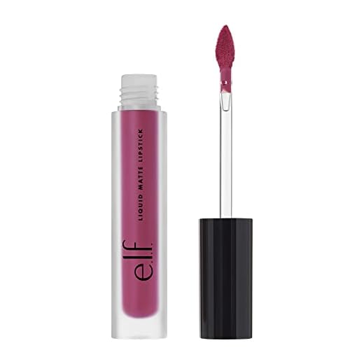 e.l.f. Cosmetics Liquid Matte Lipstick, Highly Pigmented, Quick Drying & Smudge Proof, Nourish & Soften, Diamond-Shaped Wand, Berry Sorbet